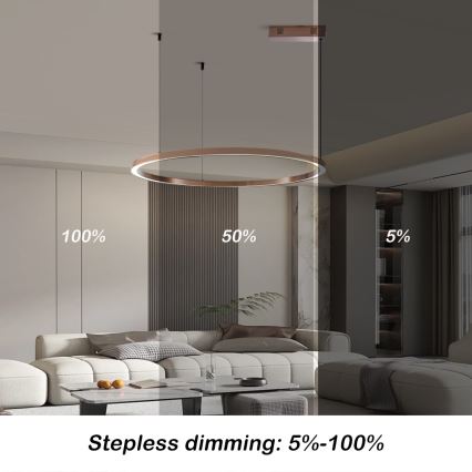 Immax NEO 07327L - LED dæmpbar pendel på wire FINO LED/55W/230V 80 cm Tuya rosaguld + fjernbetjening