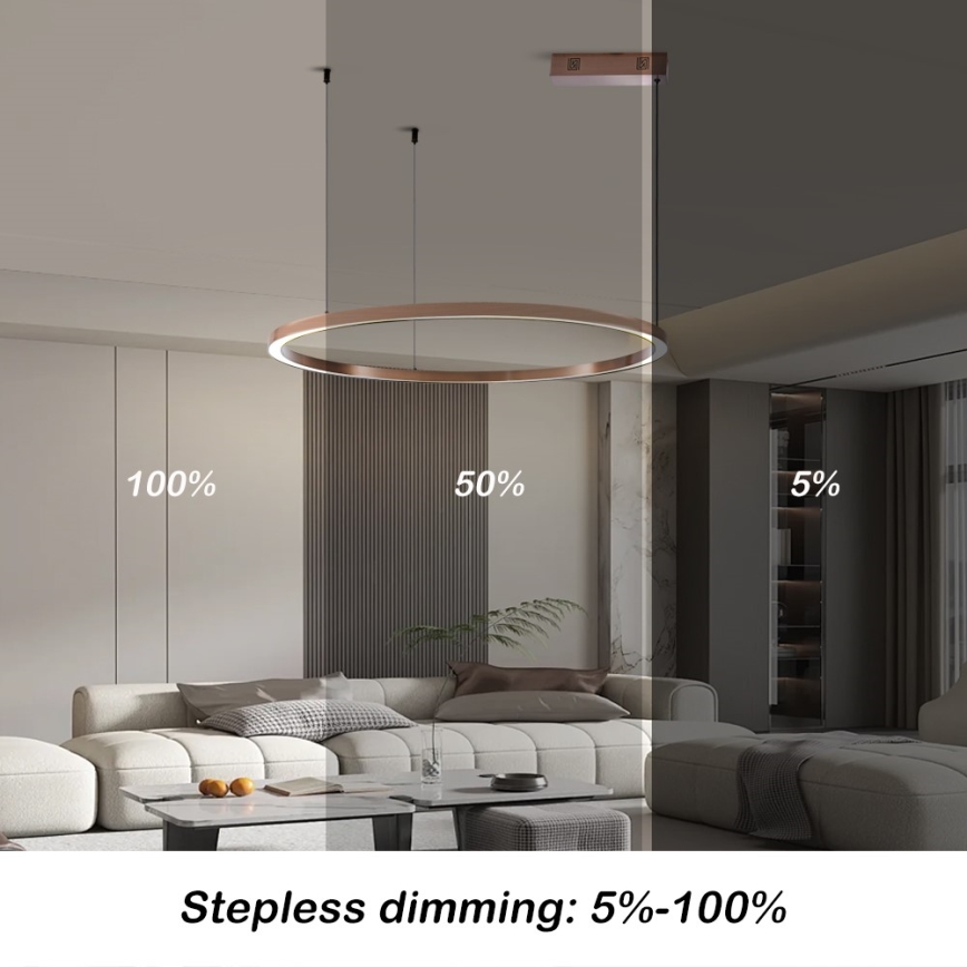 Immax NEO 07327L - LED dæmpbar pendel på wire FINO LED/55W/230V 80 cm Tuya rosaguld + fjernbetjening