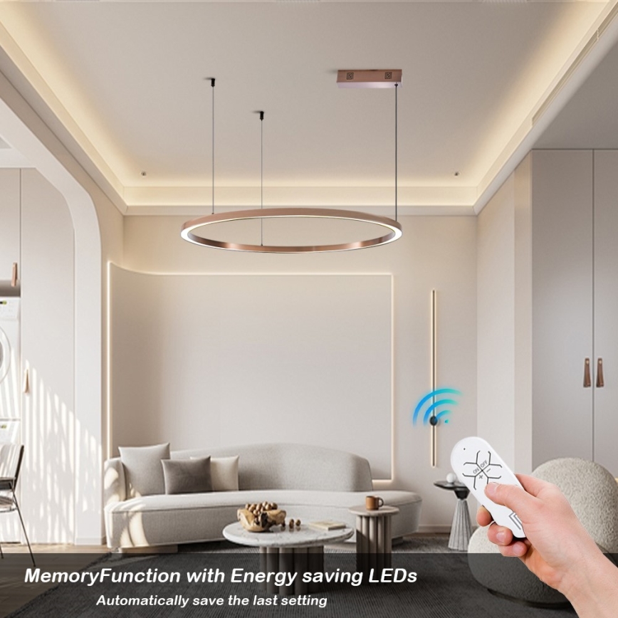 Immax NEO 07327L - LED dæmpbar pendel på wire FINO LED/55W/230V 80 cm Tuya rosaguld + fjernbetjening