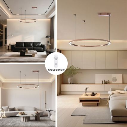 Immax NEO 07327L - LED dæmpbar pendel på wire FINO LED/55W/230V 80 cm Tuya rosaguld + fjernbetjening