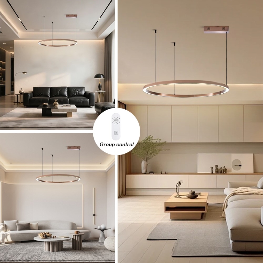 Immax NEO 07327L - LED dæmpbar pendel på wire FINO LED/55W/230V 80 cm Tuya rosaguld + fjernbetjening