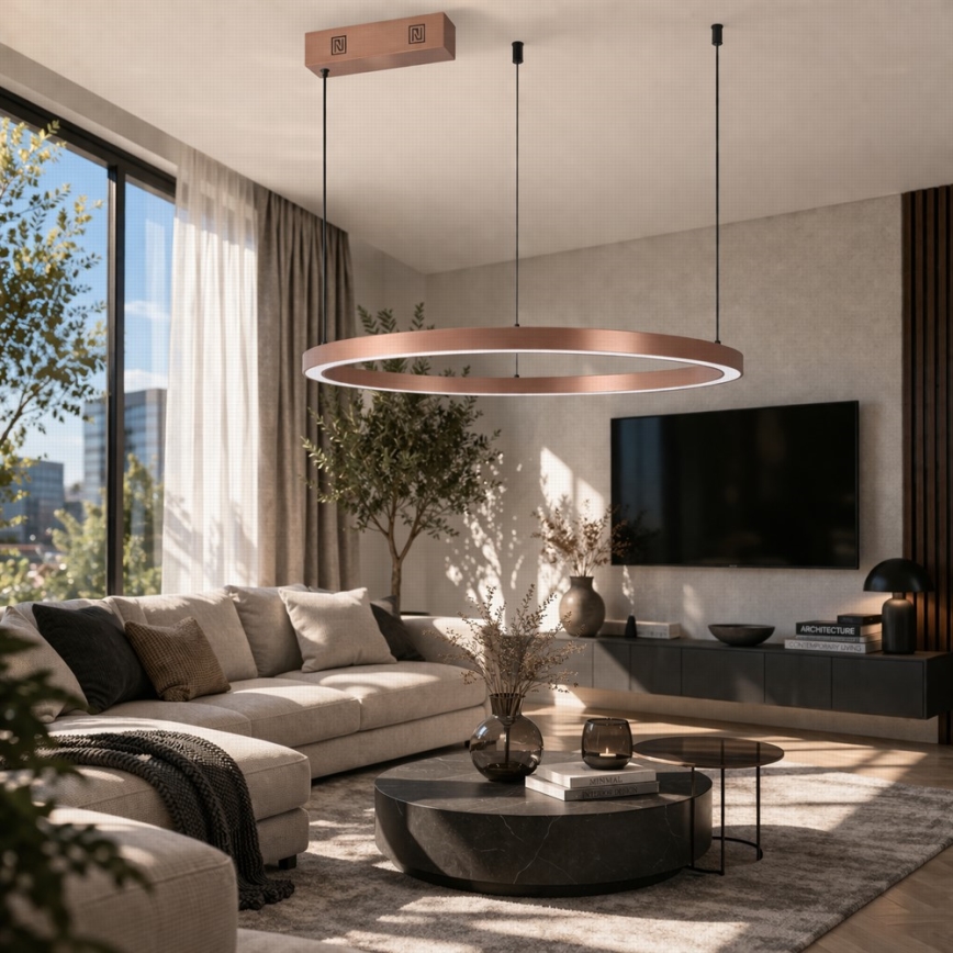 Immax NEO 07327L - LED dæmpbar pendel på wire FINO LED/55W/230V 80 cm Tuya rosaguld + fjernbetjening