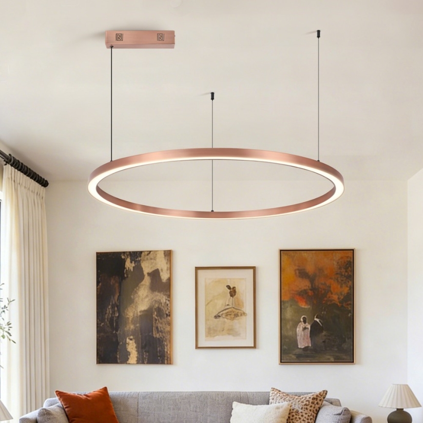 Immax NEO 07327L - LED dæmpbar pendel på wire FINO LED/55W/230V 80 cm Tuya rosaguld + fjernbetjening