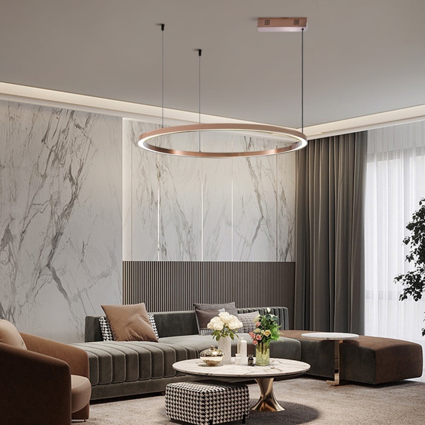 Immax NEO 07327L - LED dæmpbar pendel på wire FINO LED/55W/230V 80 cm Tuya rosaguld + fjernbetjening