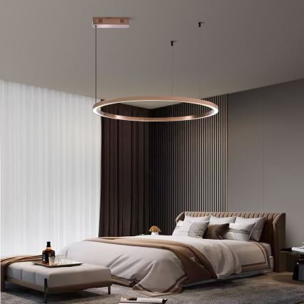 Immax NEO 07327L - LED dæmpbar pendel på wire FINO LED/55W/230V 80 cm Tuya rosaguld + fjernbetjening