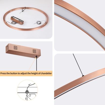 Immax NEO 07327L - LED dæmpbar pendel på wire FINO LED/55W/230V 80 cm Tuya rosaguld + fjernbetjening