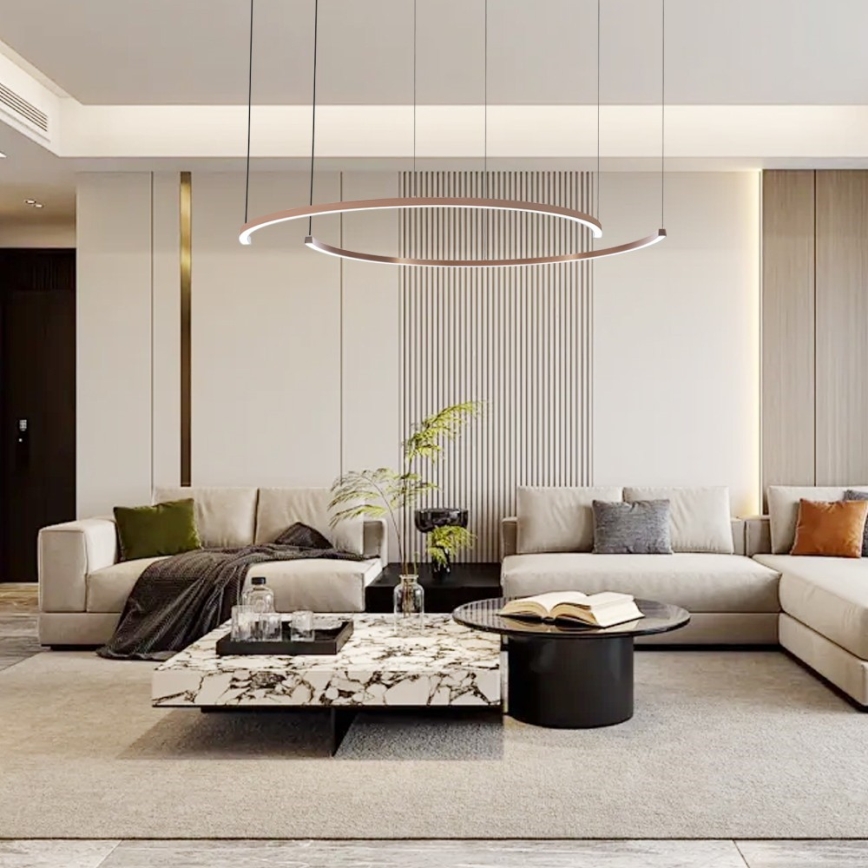 Immax NEO 07328L - LED dæmpbar loftlampe med wireophæng FINO LED/72W/230V 120 cm roseguld Tuya + fjernbetjening