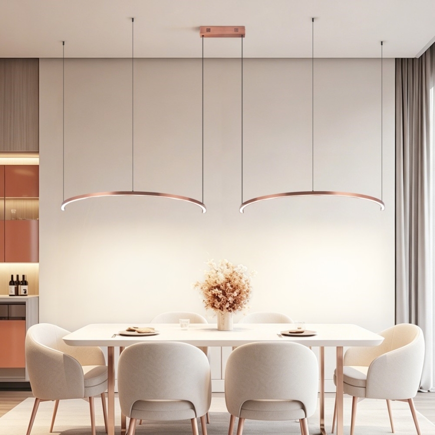 Immax NEO 07328L - Dæmpbar LED-pendel på kabel FINO LED/72W/230V 120 cm Tuya roseguld + fjernbetjening