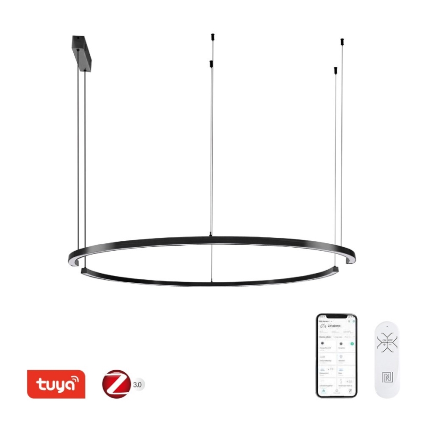 Immax NEO 07329L - Dæmpbar LED-pendel på vaier FINO LED/72W/230V 120 cm Tuya sort + fjernbetjening