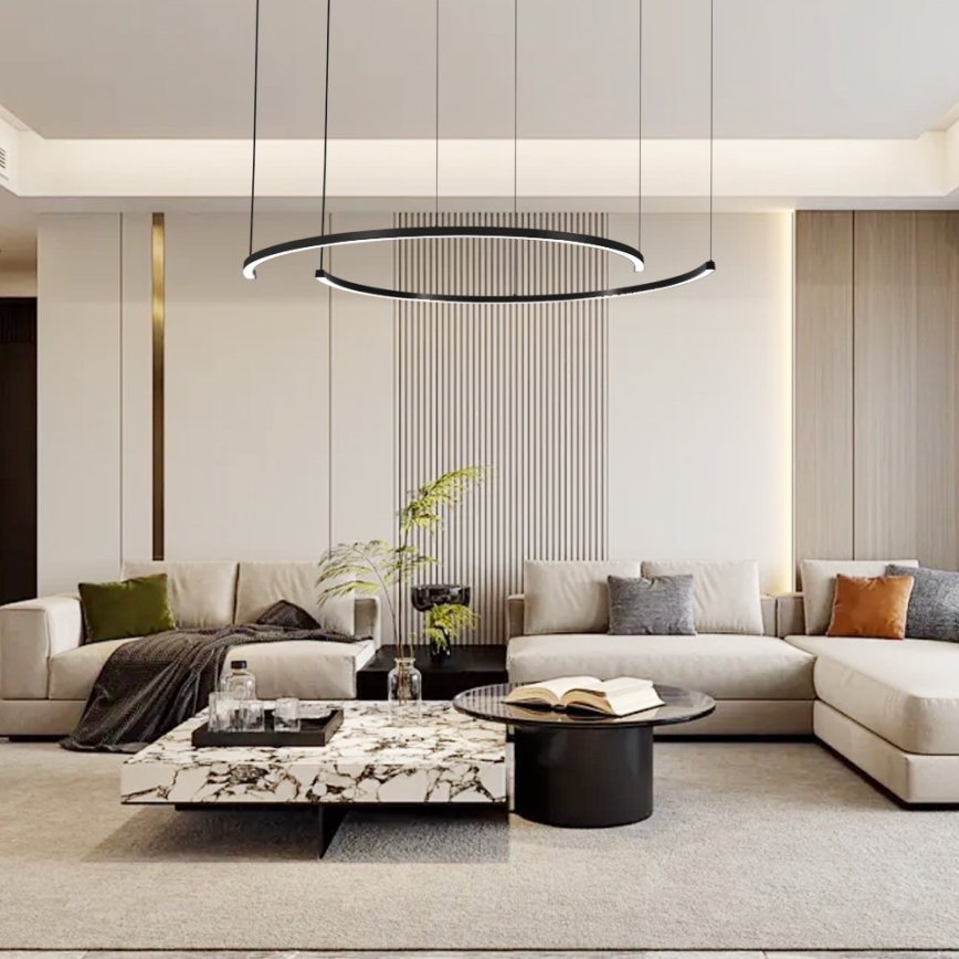 Immax NEO 07329L - Dæmpbar LED-pendel på vaier FINO LED/72W/230V 120 cm Tuya sort + fjernbetjening