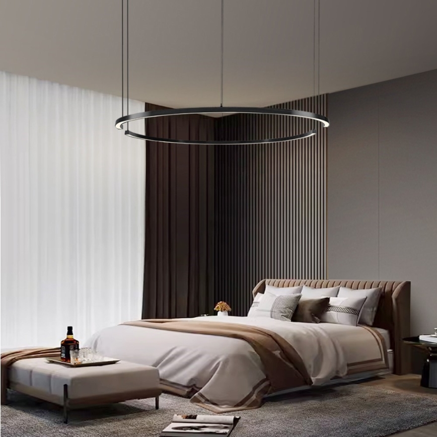 Immax NEO 07329L - Dæmpbar LED-pendel på vaier FINO LED/72W/230V 120 cm Tuya sort + fjernbetjening
