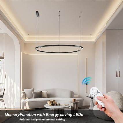 Immax NEO 07329L - Dæmpbar LED-pendel på vaier FINO LED/72W/230V 120 cm Tuya sort + fjernbetjening
