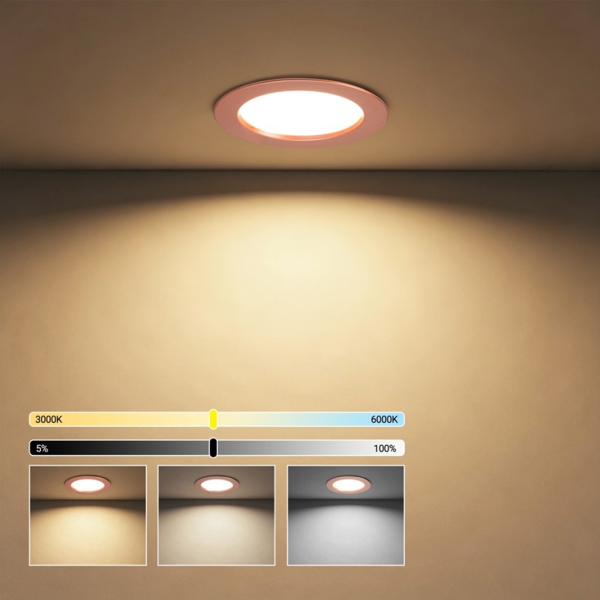 Immax NEO 07330L - Dæmpbar indbygningsdownlight LED 12W/230V med Wi‑Fi (Tuya), Ø 12 cm, rosaguld