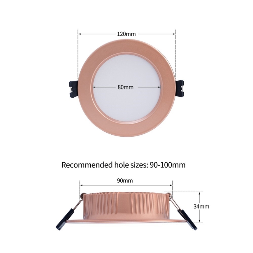 Immax NEO 07330L - Dæmpbar indbygningsdownlight LED 12W/230V med Wi‑Fi (Tuya), Ø 12 cm, rosaguld