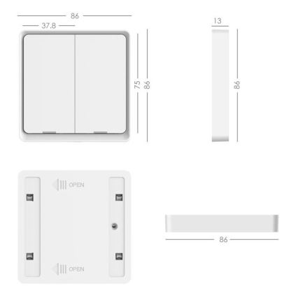 Immax NEO 07507C - 3x kontakter med 2 knapper SMART 3xCR2430 ZigBee 3.0 Tuya