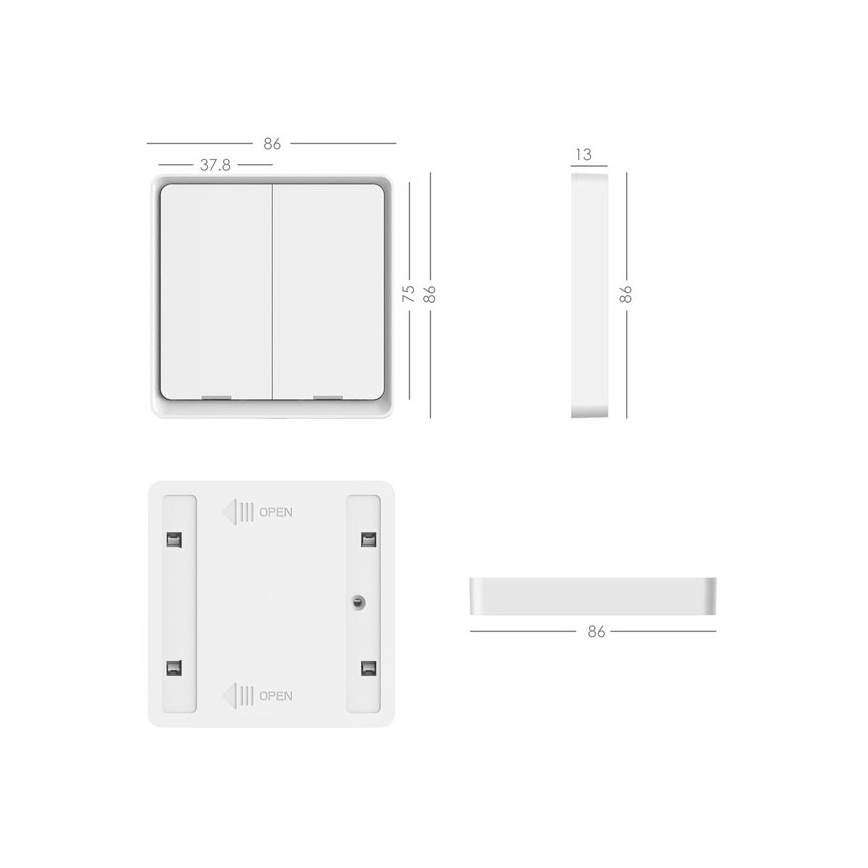 Immax NEO 07507L - Smart switch med 2 knapper SMART 1xCR2430 ZigBee 3.0 Tuya