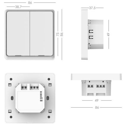 Immax NEO 07513L - Kontakt med 2 knapper SMART 230V Wi-Fi Tuya