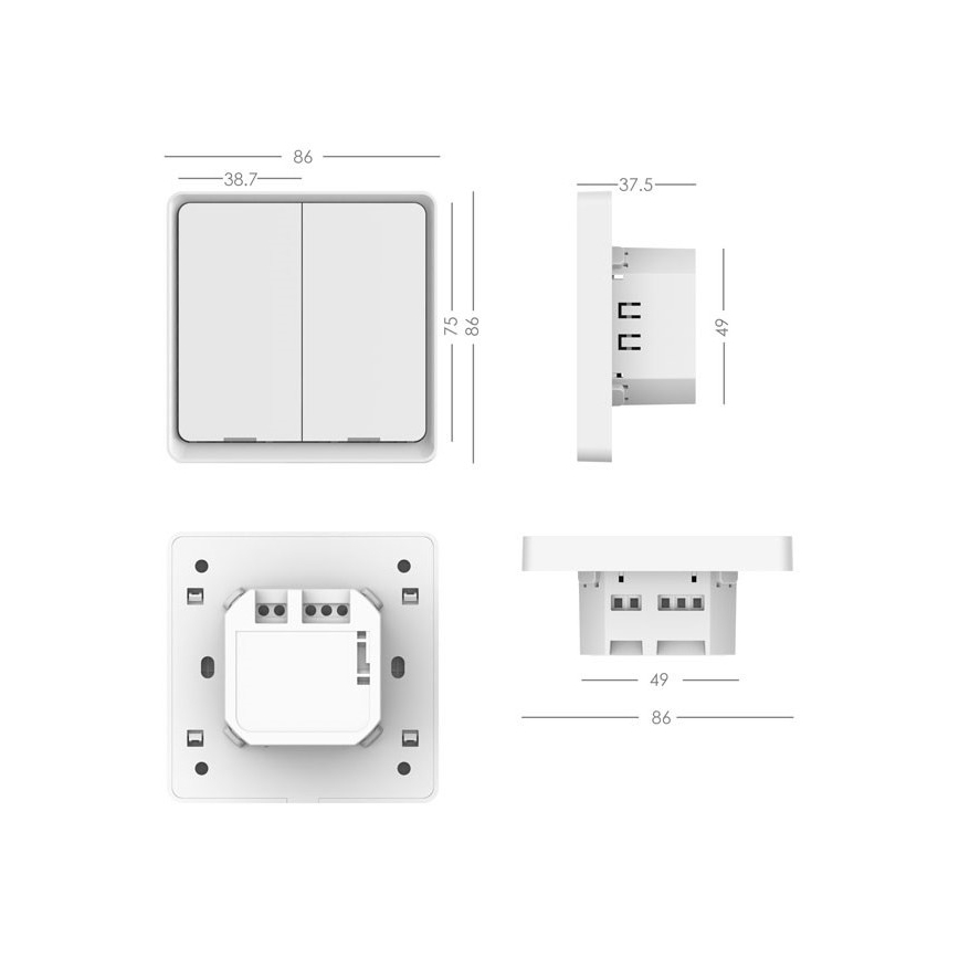 Immax NEO 07513L - Kontakt med 2 knapper SMART 230V Wi-Fi Tuya