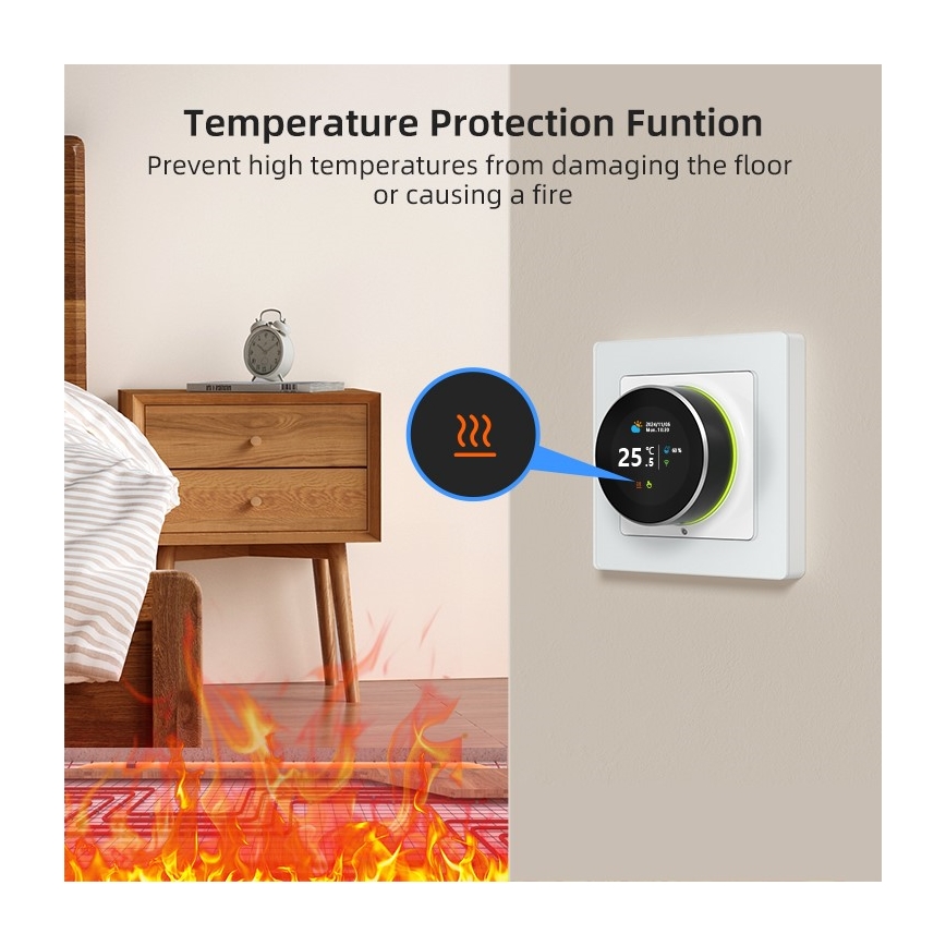 Immax NEO 07535L - SMART termostat til elektrisk gulvvarme 230V/16A Wi-Fi Tuya