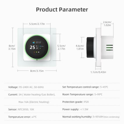 Immax NEO 07535L - SMART termostat til elektrisk gulvvarme 230V/16A Wi-Fi Tuya