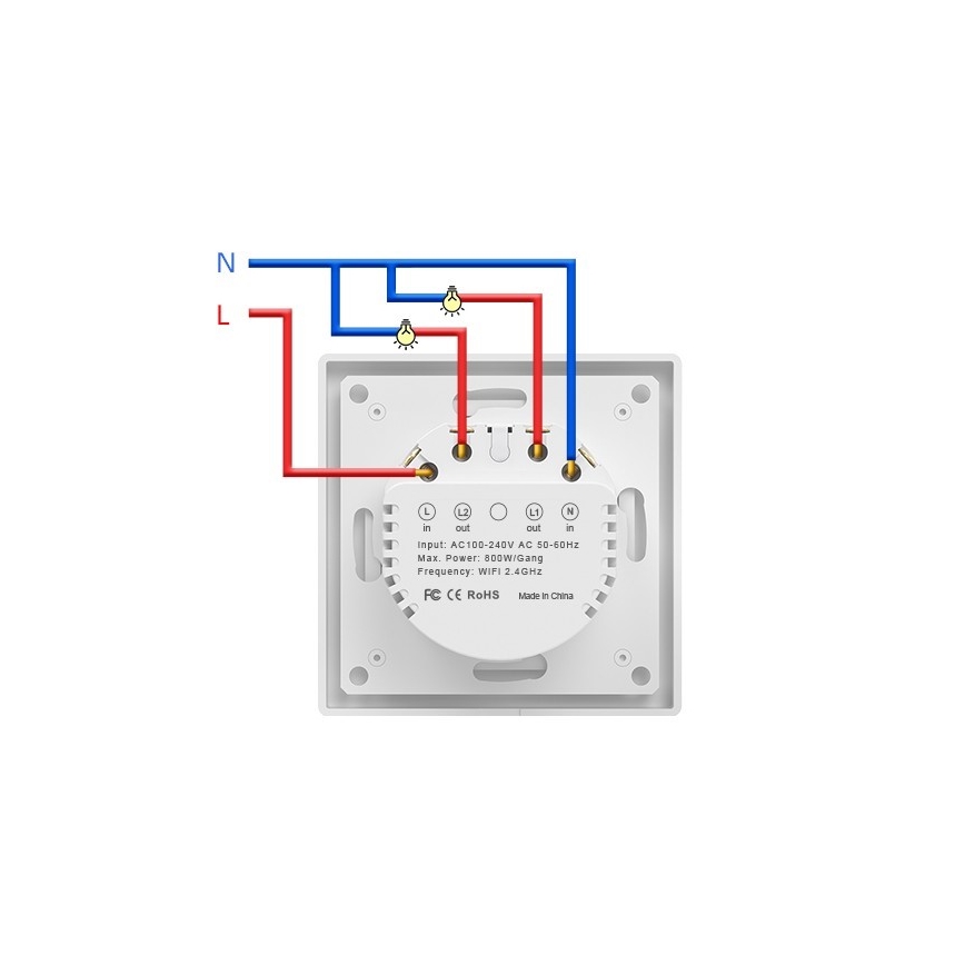 Immax NEO 07539L - SMART 2-knaps afbryder 230 V med Wi‑Fi (Tuya)