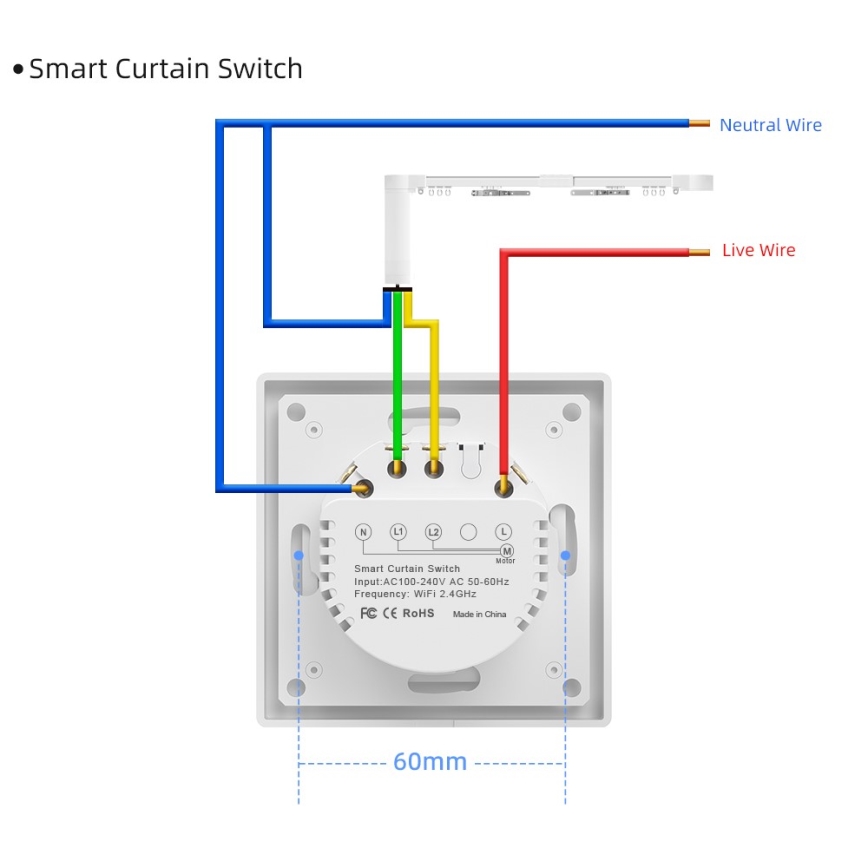 Immax NEO 07540L - Smart afbryder til styring af persienner og rullegardiner 230V Wi-Fi Tuya
