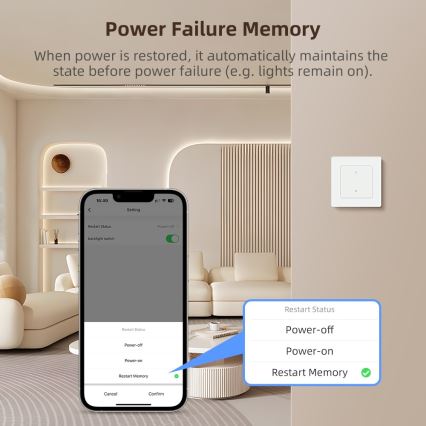 Immax NEO 07549L - Smart 1-knaps 230V-afbryder Tuya