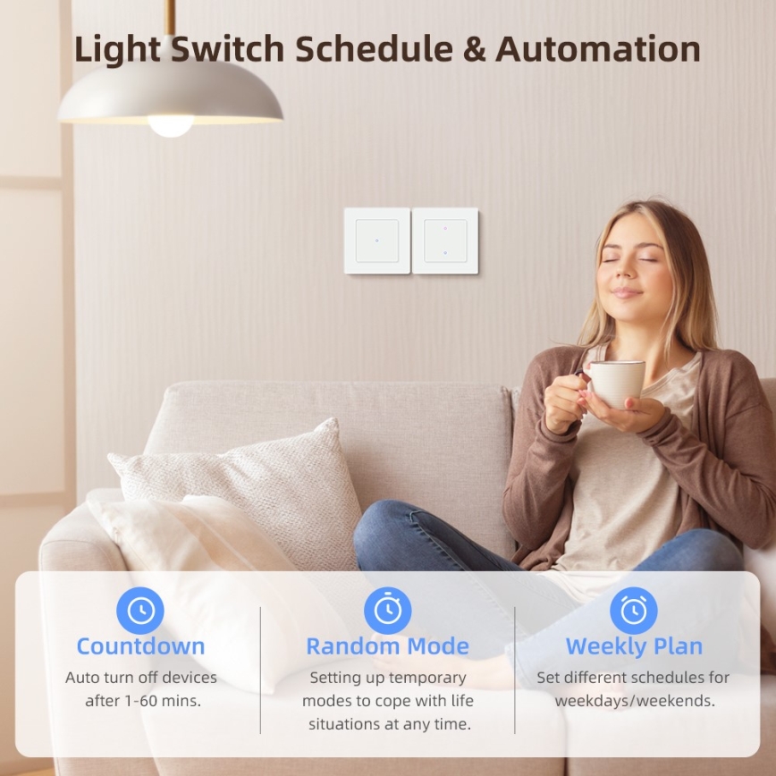 Immax NEO 07550L - Smart 2-knaps afbryder 230 V Tuya