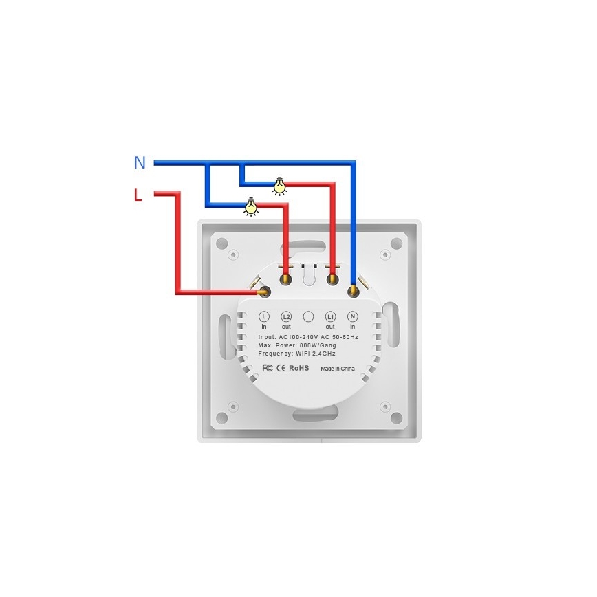 Immax NEO 07550L - Smart 2-knaps afbryder 230 V Tuya