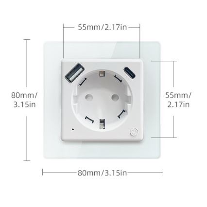 Immax NEO 07552L - Smart stikkontakt Type F (Schuko) 16A/230V + 1x USB-A + 1x USB-C PD 20W