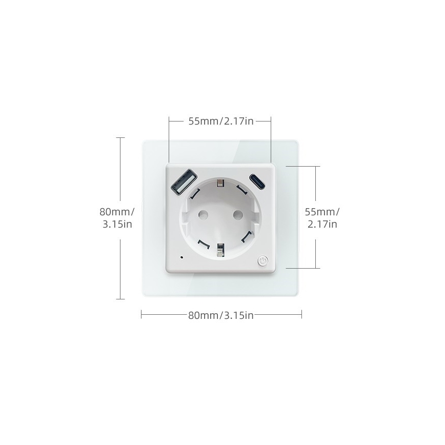 Immax NEO 07552L - Smart stikkontakt Type F (Schuko) 16A/230V + 1x USB-A + 1x USB-C PD 20W