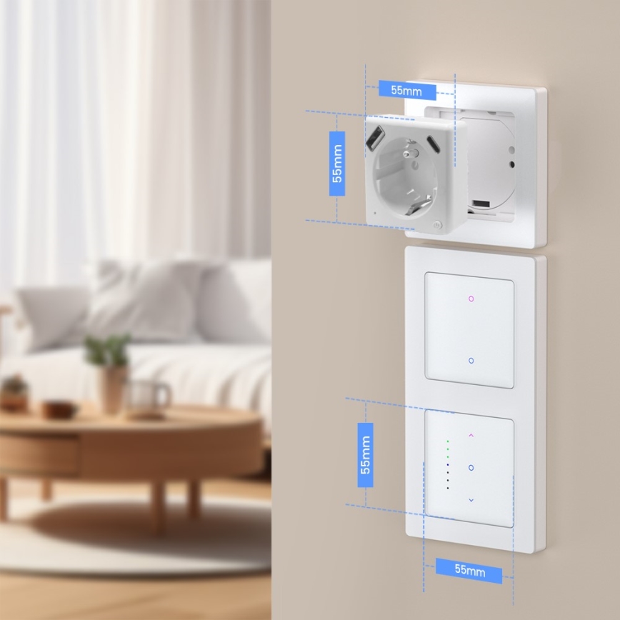 Immax NEO 07553L - Smart stikkontakt type E 16A/230V + 1xUSB-A + 1xUSB-C PD 20W Tuya