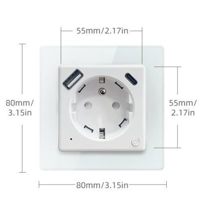 Immax NEO 07553L - Smart stikkontakt type E 16A/230V + 1xUSB-A + 1xUSB-C PD 20W Tuya