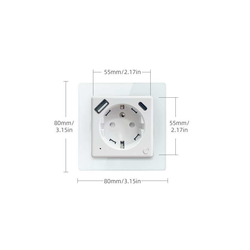 Immax NEO 07553L - Smart stikkontakt type E 16A/230V + 1xUSB-A + 1xUSB-C PD 20W Tuya