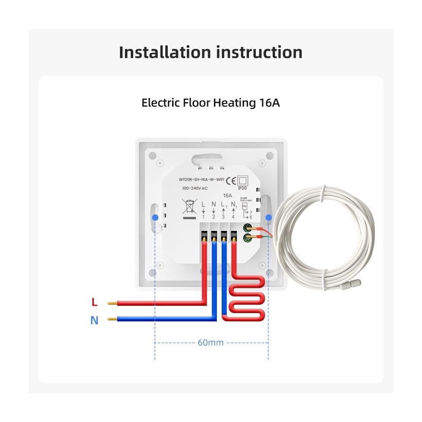 Immax NEO 07555L - Termostat til elektrisk gulvvarme SMART 230V/16A