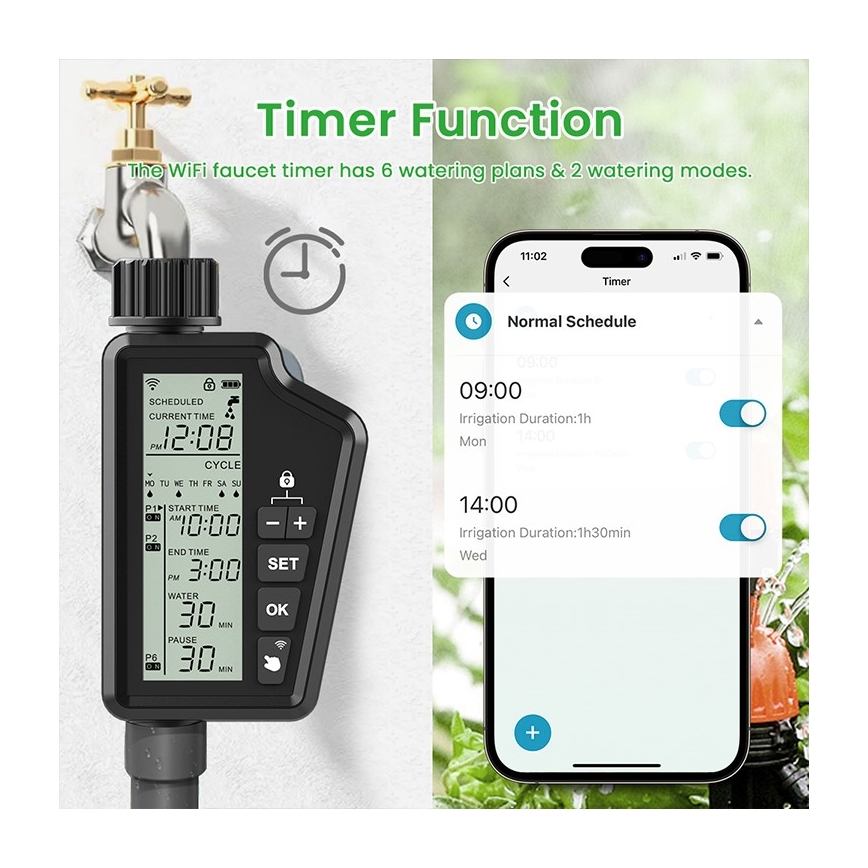 Immax NEO 07556L - Vandingsventil 4xAA IP65 Wi-Fi Tuya
