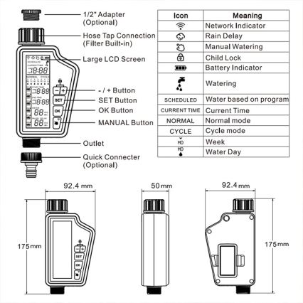 Immax NEO 07556L - Vandingsventil 4xAA IP65 Wi-Fi Tuya