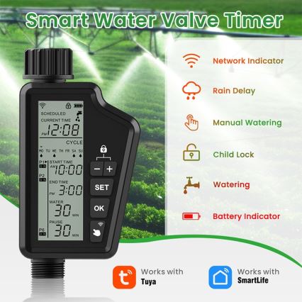 Immax NEO 07556L - Vandingsventil 4xAA IP65 Wi‑Fi Tuya