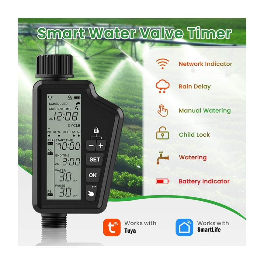 Immax NEO 07556L - Vandingsventil 4xAA IP65 Wi‑Fi Tuya