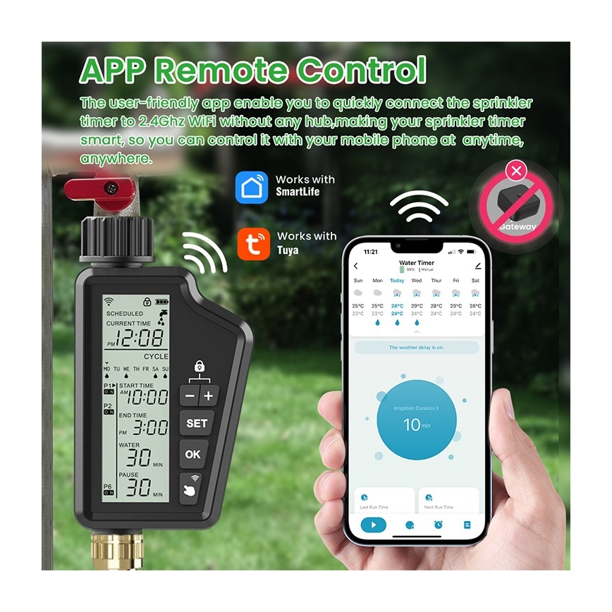 Immax NEO 07556L - Vandingsventil 4xAA IP65 Wi‑Fi Tuya