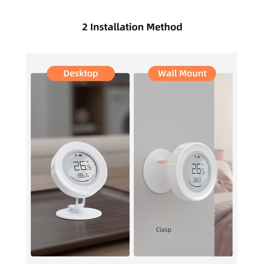 Immax NEO 07557L - Smart temperatur- og fugtighedssensor 1xCR2430 Tuya