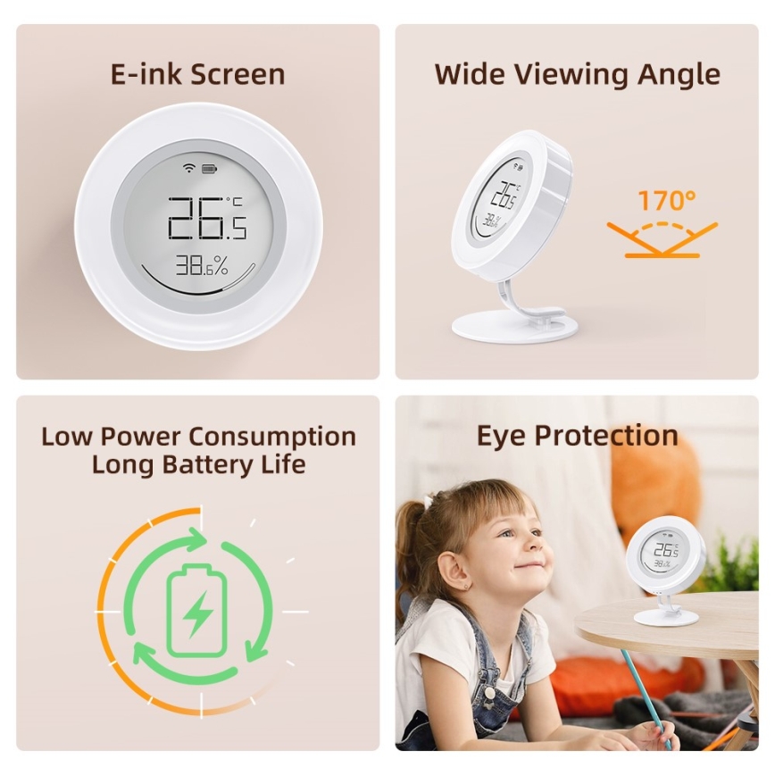 Immax NEO 07557L - Smart temperatur- og fugtighedssensor 1xCR2430 Tuya