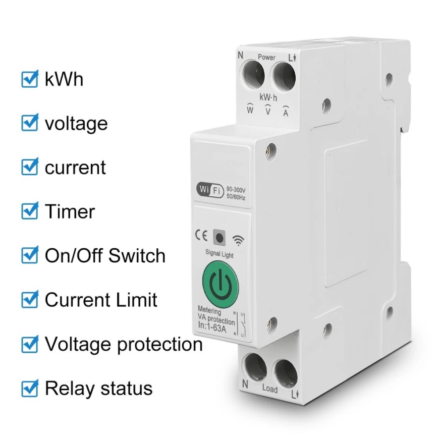 Immax NEO 07573L - Smart-afbryder 1-faset 1-63A Tuya