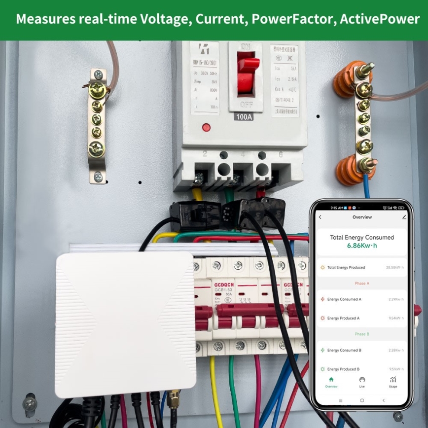 Immax NEO 07581L -Smart trefaset elforbrugsmåler Wi-Fi Tuya