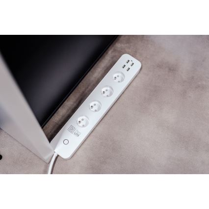 Immax NEO 07707L - Forlængerledning NEO LITE Smart 4AC + 4USB Wi-Fi Tuya 1,5 m