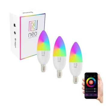 Immax NEO 07716C - SÆT 3x LED RGB+CCT Lyspære dæmpbar E14/5,5W/230V Wi-Fi Tuya 2700K