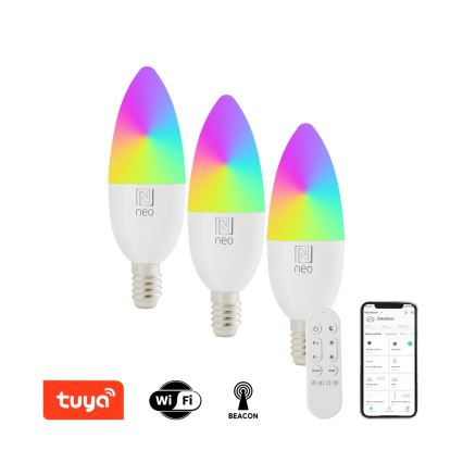 Immax NEO 07716CDO - SÆT 3x LED RGB+CCT Lyspære dæmpbar E14/6W/230V Wi-Fi Tuya + fjernbetjening