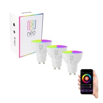 Immax NEO 07724C - SÆT 3x LED RGB+CCT Lyspære dæmpbar GU10/4,8W/230V 2700K Wi-Fi Tuya