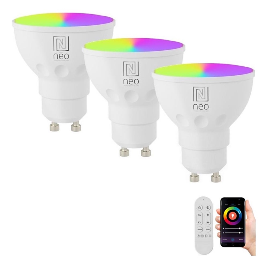 Immax NEO 07724CDO - SÆT 3x LED RGB+CCT Lyspære dæmpbar GU10/6W/230V 2700-6500K Wi-Fi Tuya + fjernbetjening