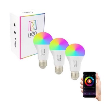 Immax NEO 07743C- 3x LED-pære dæmpbar RGB-farver E27/11W/230V 2700-6500K Tuya